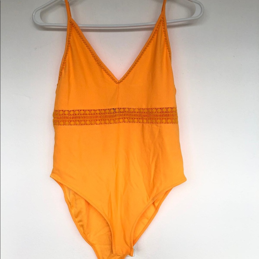 Neon orange spaghetti strap bodysuit